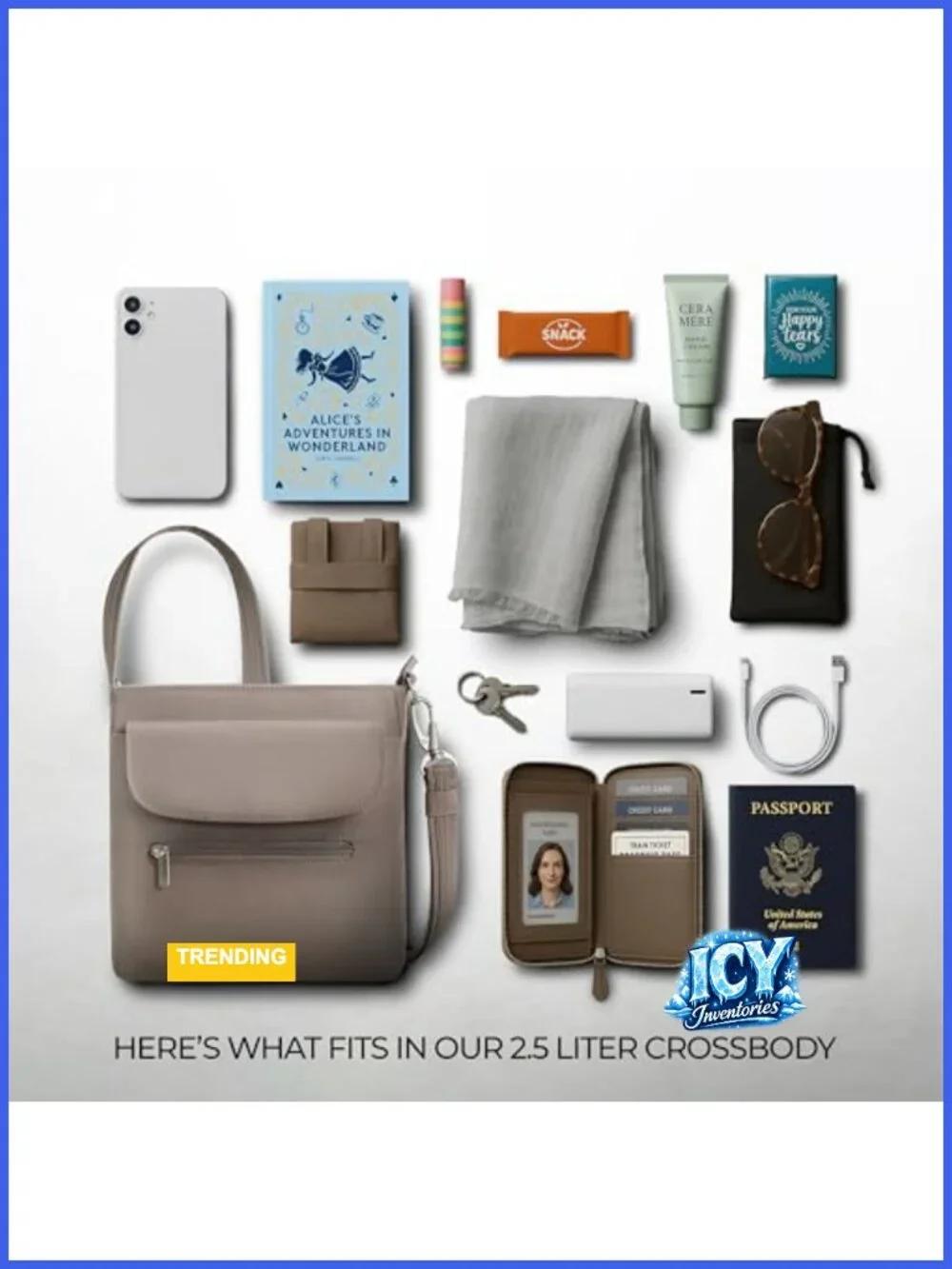 Anti-Theft Crossbody Bag with RFID Blocking, Adjustable Strap